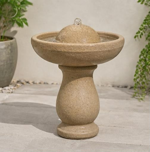 Serena 36" Cast Stone Outdoor Fountain – Sandstone Finish