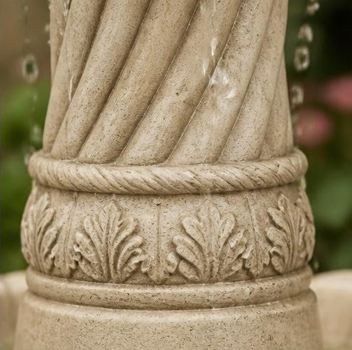 Alora 48" Two-Tier StoneCast Garden Fountain – Ivory Beige