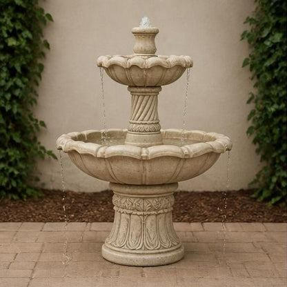 Alora 48" Two-Tier StoneCast Garden Fountain – Ivory Beige